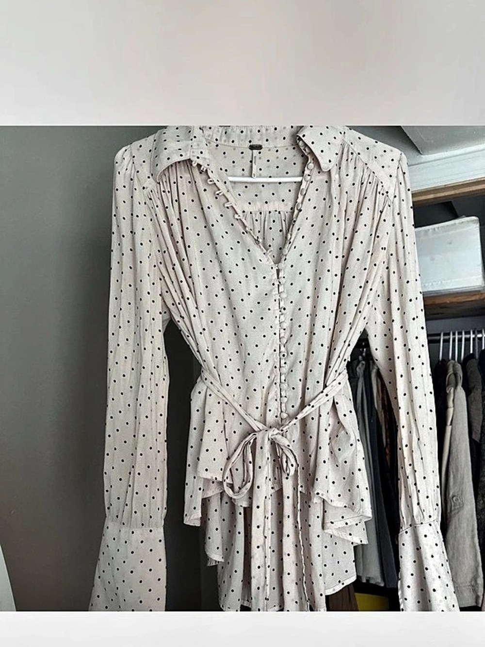 Free People New World Dotted Blouse Pink